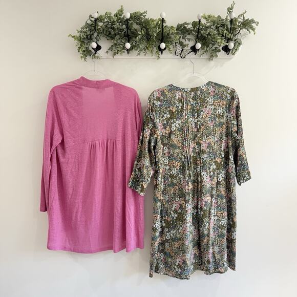J. Jill Pink Floral Dress And Linen Cardigan Set Medium PB - Picture 5 of 5
